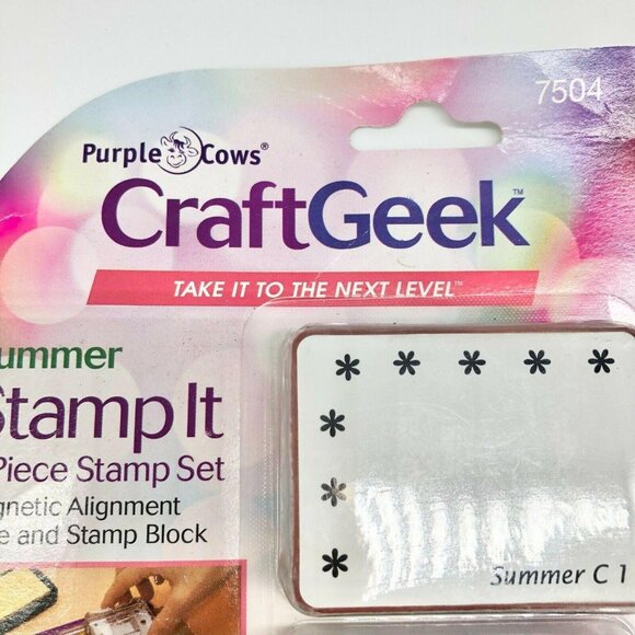 Purple Cows 6 Piece Summer Stamp Set Corners and Borders NIP - Picture 2 of 7